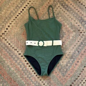 SOLID & STRIPED the Nina waist-belt swimsuit size M